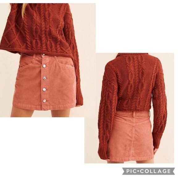 FREE PEOPLE Ray Corduroy Myrrh Mini Skirt - Picture 1 of 10